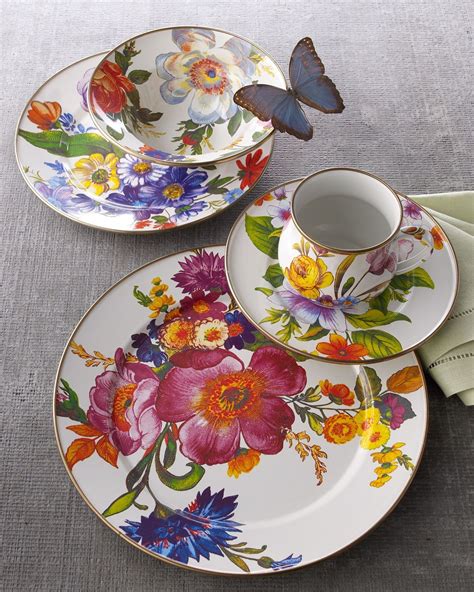 china set blue flowers off-white